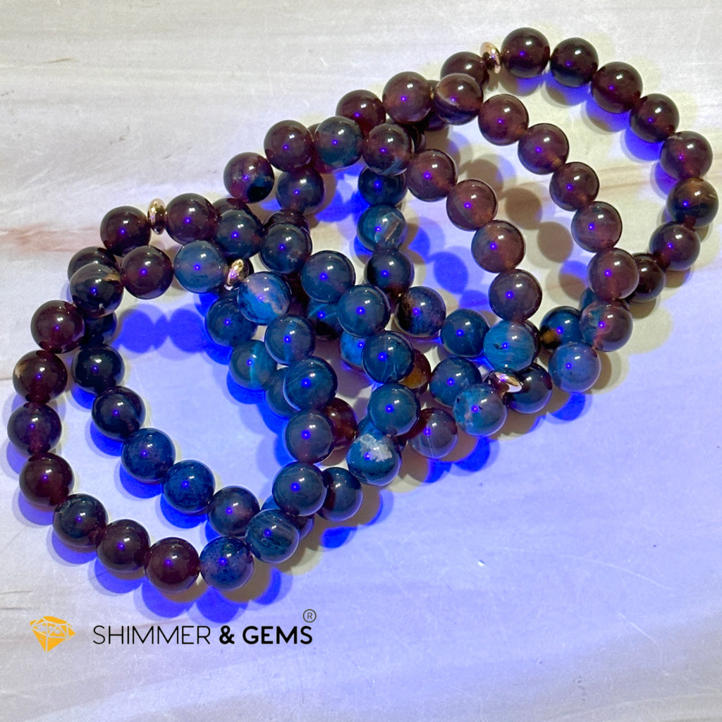 Blue Amber 10Mm Bracelet With 14K Gold Filled Bead