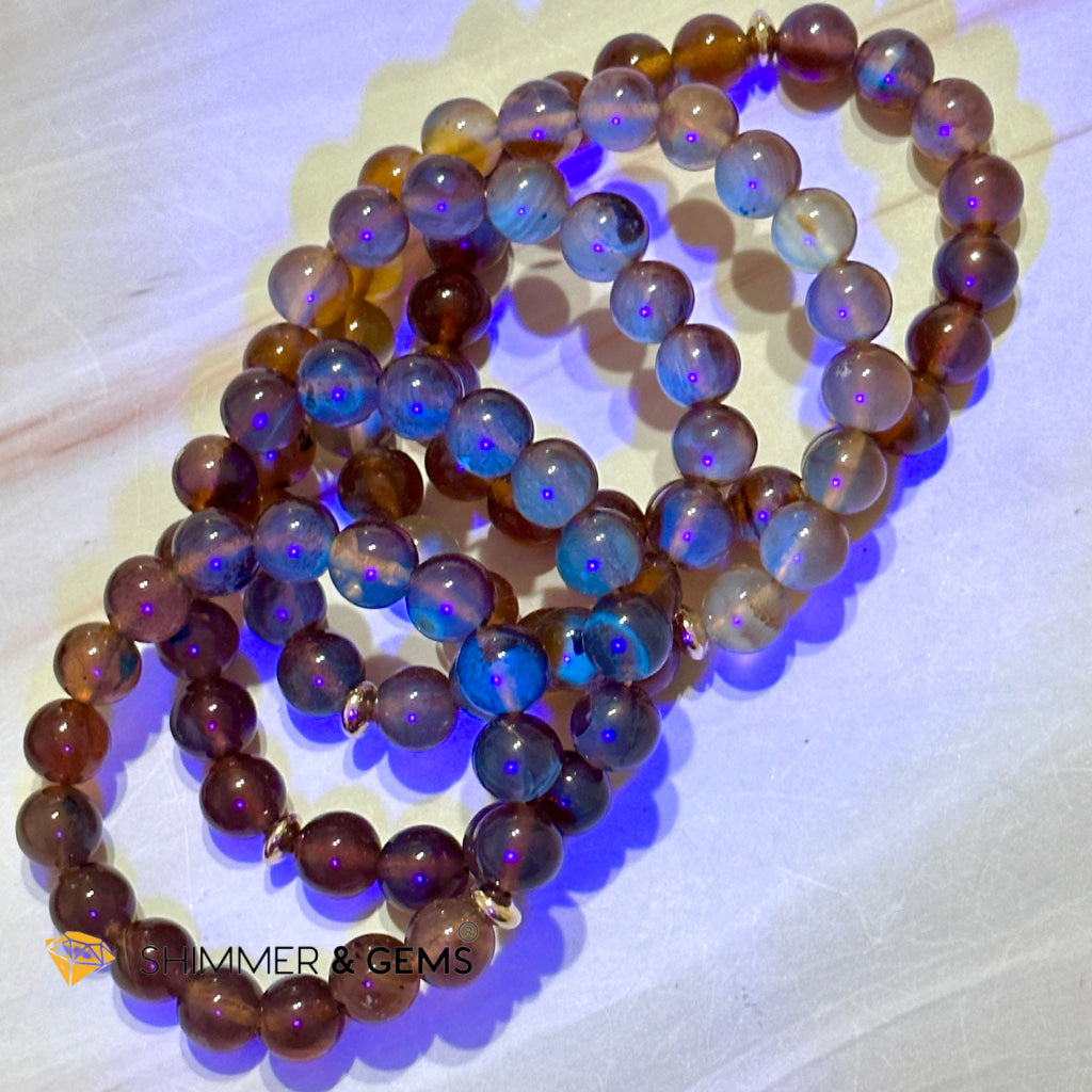 Blue Amber 10Mm Bracelet With 14K Gold Filled Bead