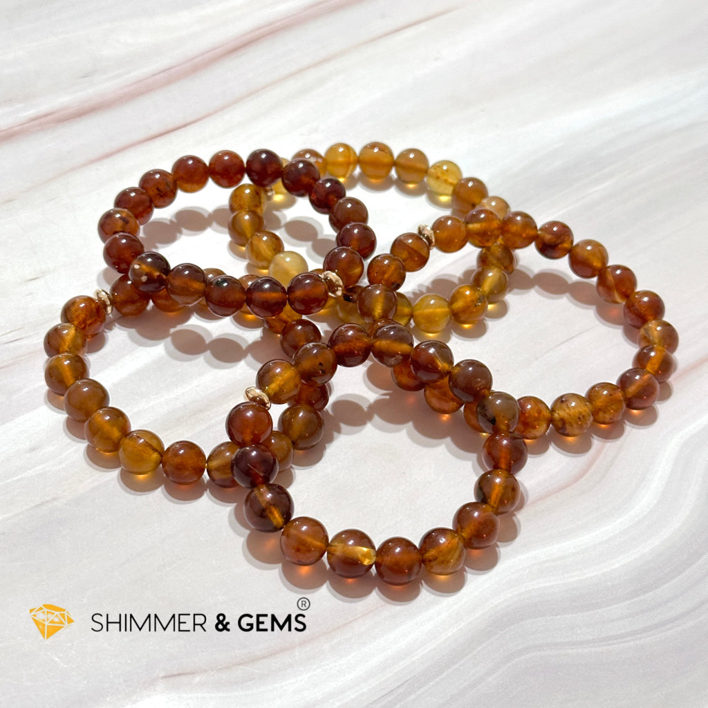 Blue Amber 10Mm Bracelet With 14K Gold Filled Bead