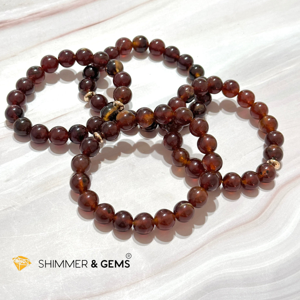 Blue Amber 10Mm Bracelet With 14K Gold Filled Bead