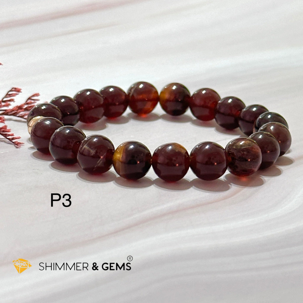 Blue Amber 10Mm Bracelet With 14K Gold Filled Bead Photo 3 (6.5)