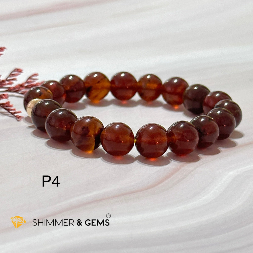 Blue Amber 10Mm Bracelet With 14K Gold Filled Bead Photo 4 (6)