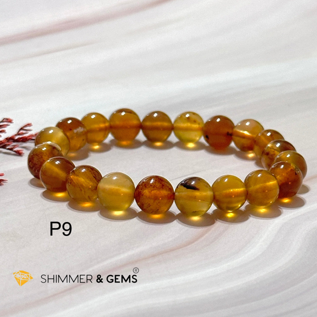 Blue Amber 10Mm Bracelet With 14K Gold Filled Bead Photo 9 (6.5)