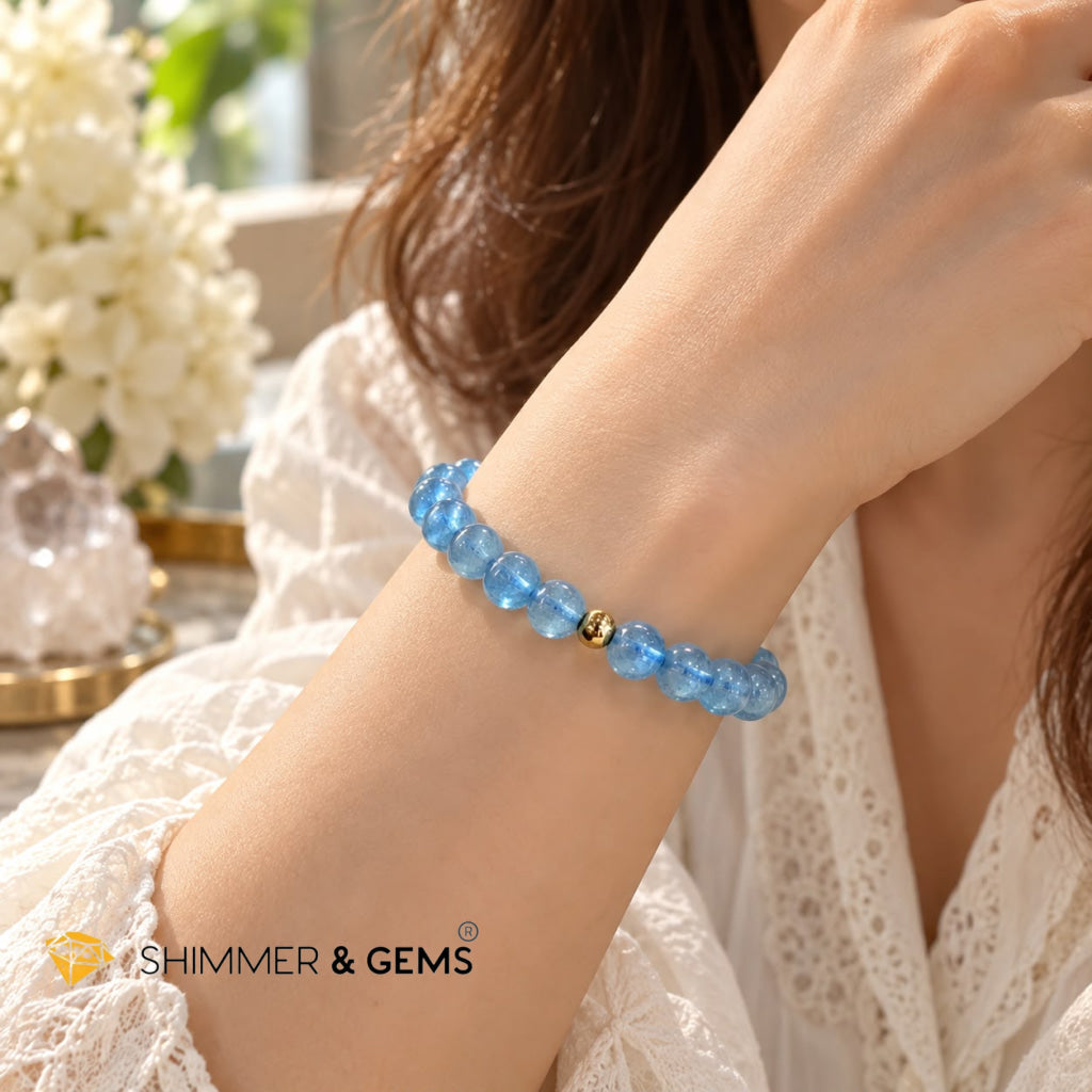 Blue Ice Aquamarine 7mm High Grade Premium Bracelet