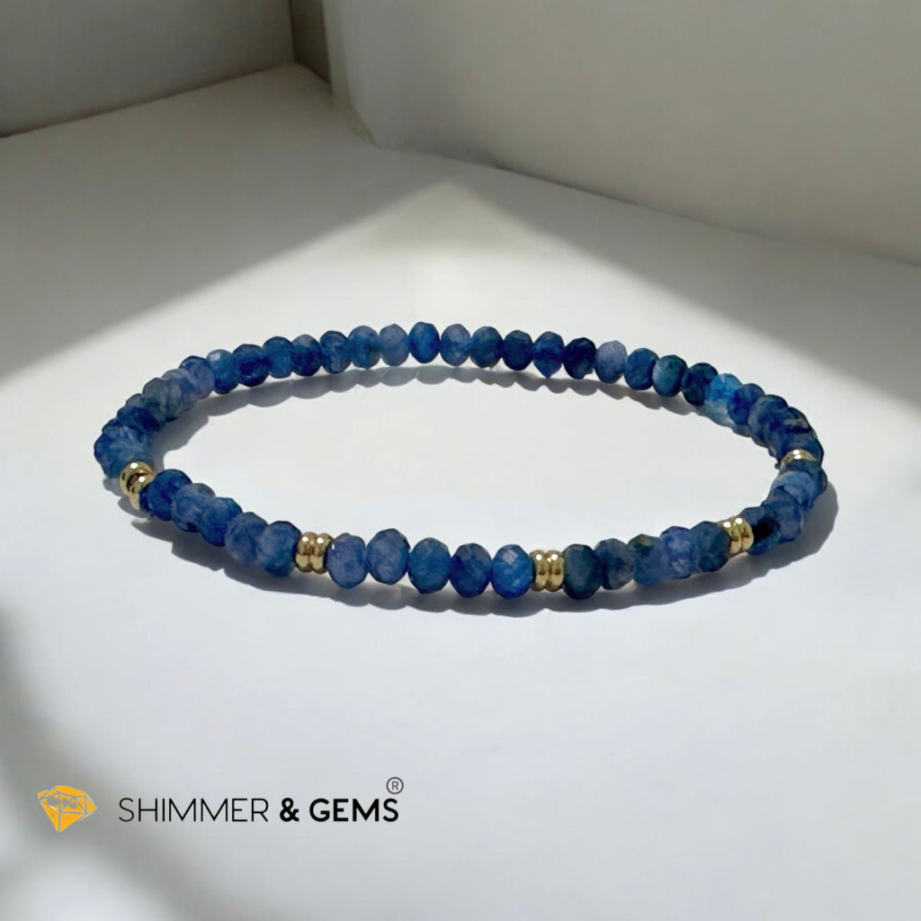 Blue Kyanite 3x4mm Faceted Rondelle with Stainless Steel Bracelet (High Vibes)