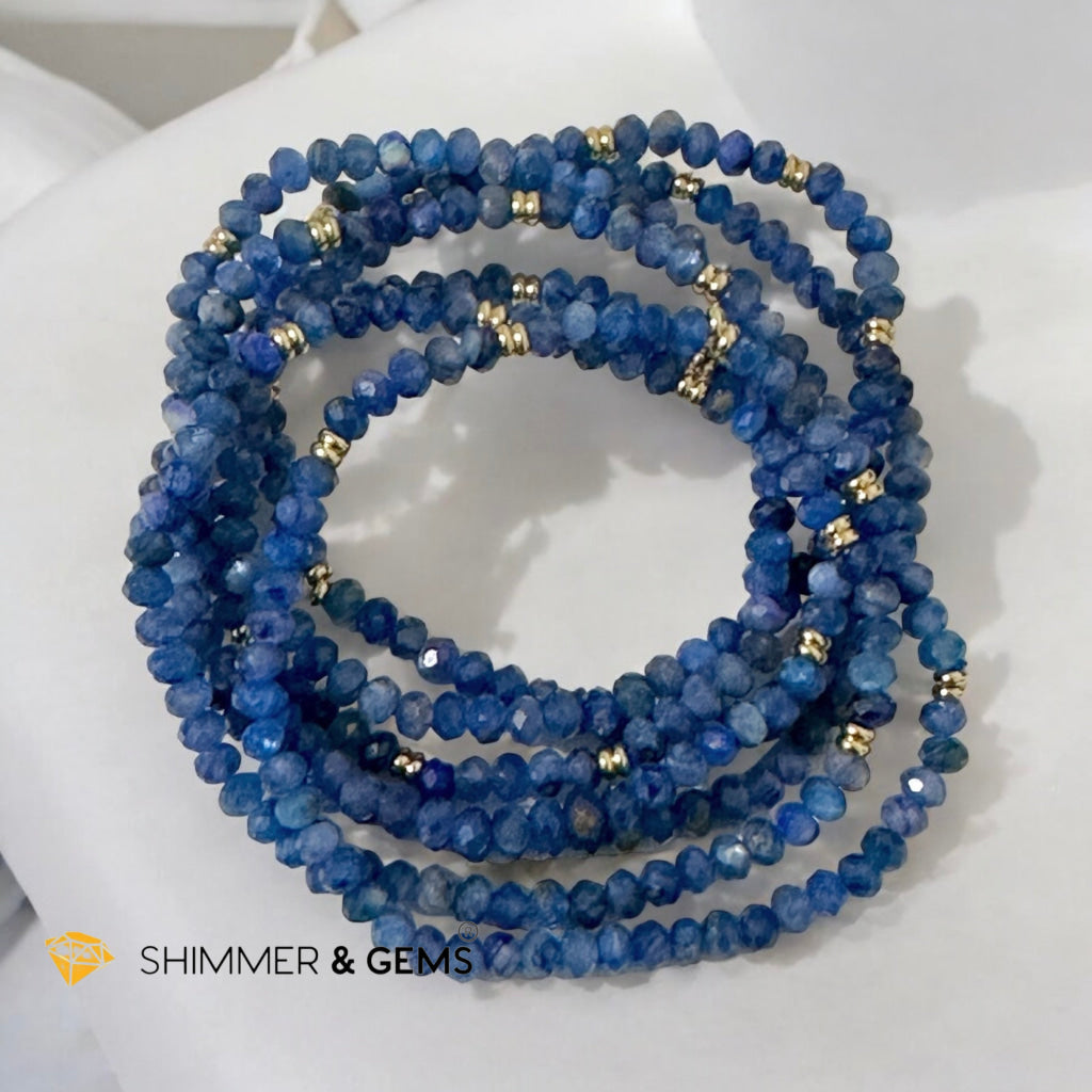 Blue Kyanite 3x4mm Faceted Rondelle with Stainless Steel Bracelet (High Vibes)