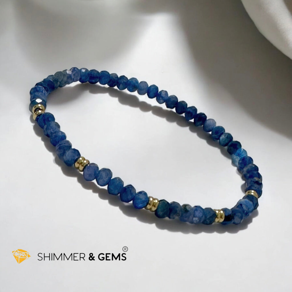 Blue Kyanite 3x4mm Faceted Rondelle with Stainless Steel Bracelet (High Vibes)