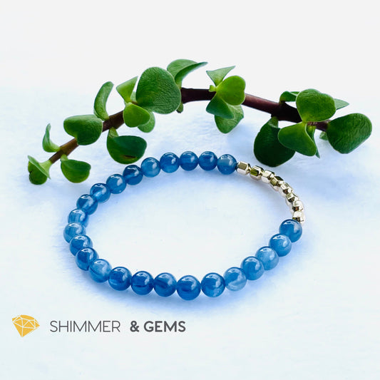 Blue Kyanite 6Mm Bracelet With Faceted 4Mm Gold Filled Beads (High Frequency)