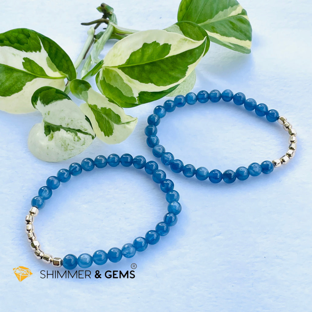 Blue Kyanite 6Mm Bracelet With Faceted 4Mm Gold Filled Beads (High Frequency)