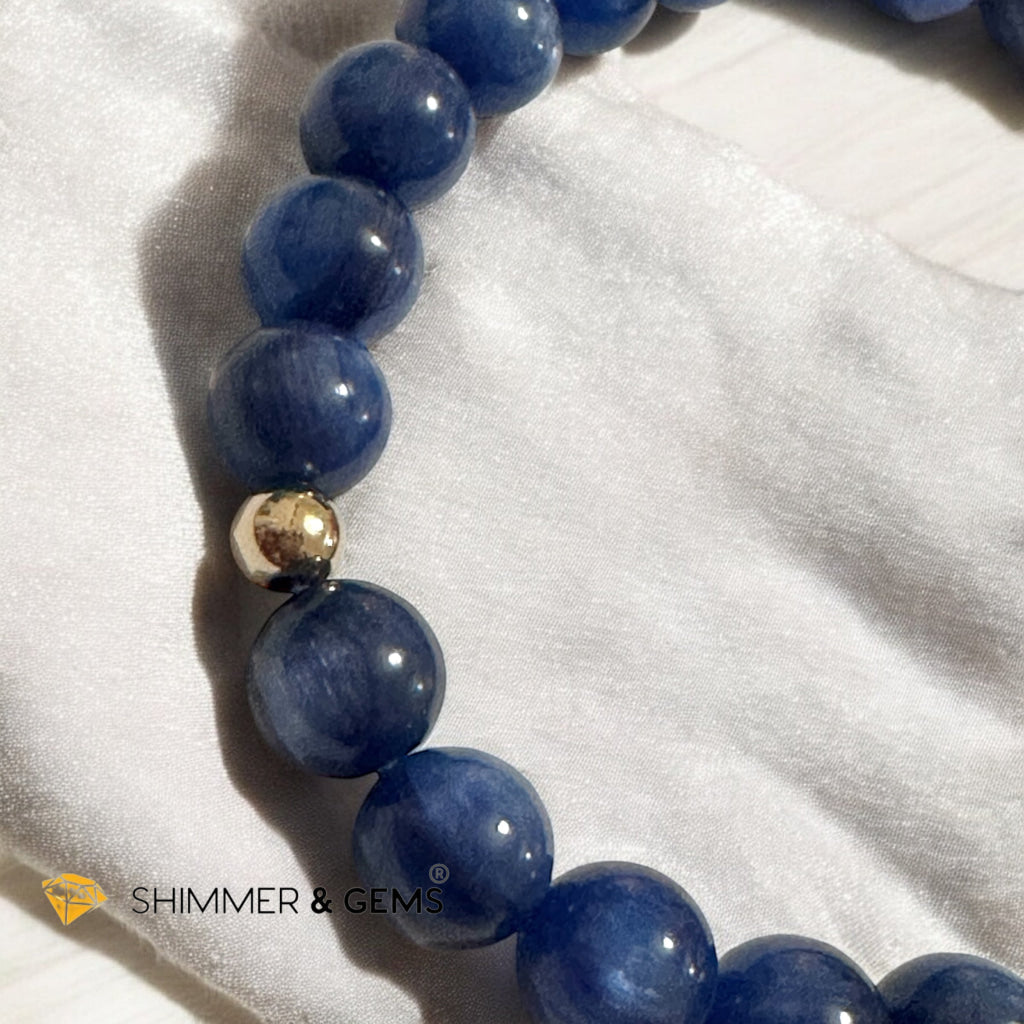 Blue Kyanite 8-8.5mm Bracelet AAA grade with 14k Goldfilled (High Vibes) Encoded & Pre-activated, Premium