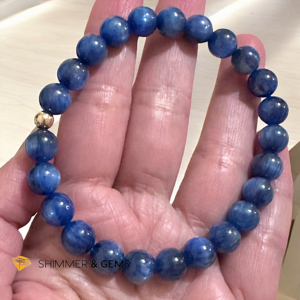 Blue Kyanite 8-8.5mm Bracelet AAA grade with 14k Goldfilled (High Vibes) Encoded & Pre-activated, Premium