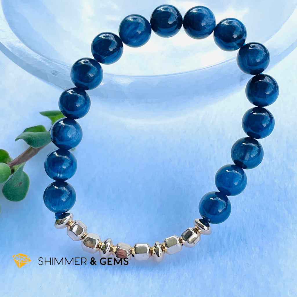 Blue Kyanite 8Mm Bracelet With Faceted 4Mm Gold Filled Beads (High Frequency) Bracelets