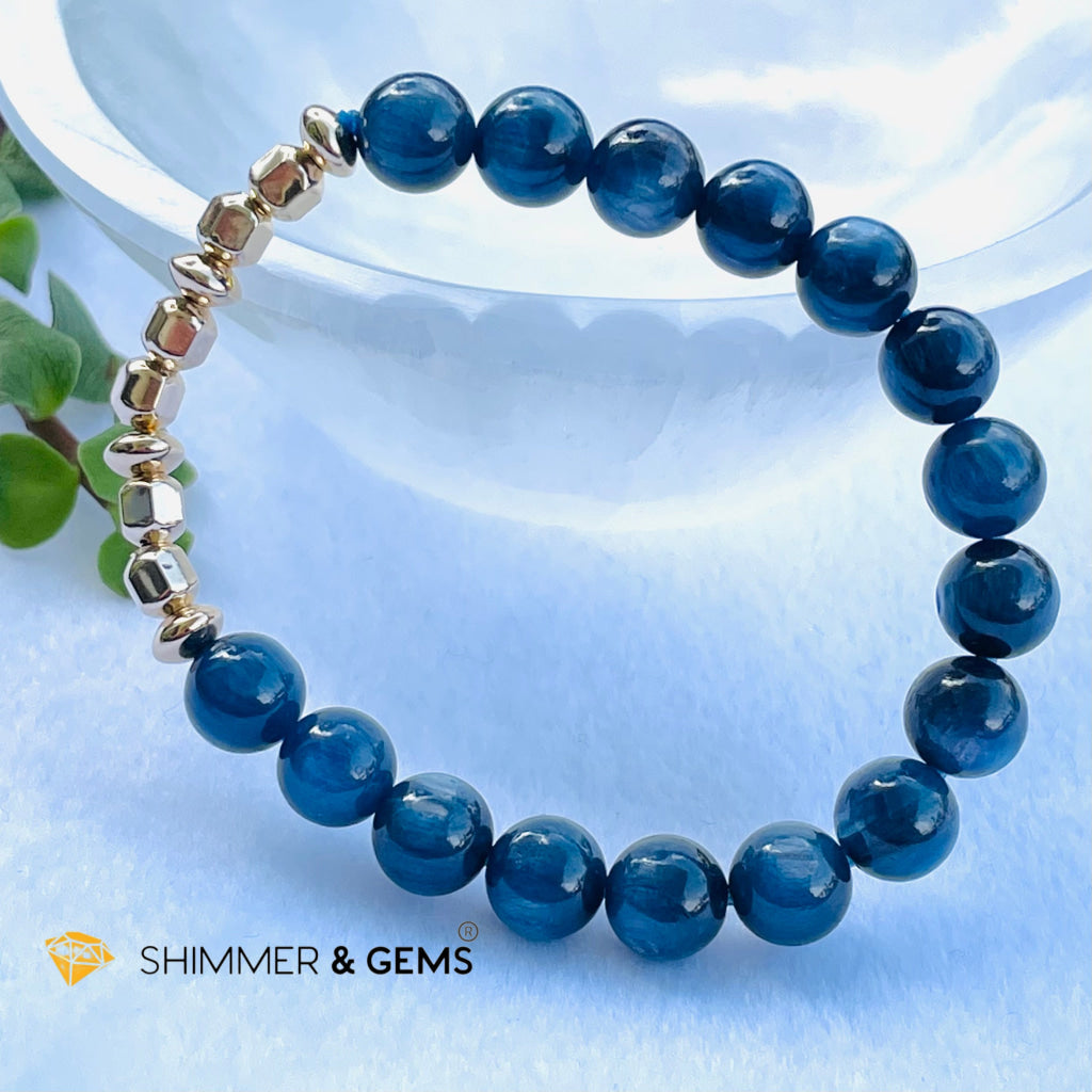 Blue Kyanite 8Mm Bracelet With Faceted 4Mm Gold Filled Beads (High Frequency) Bracelets