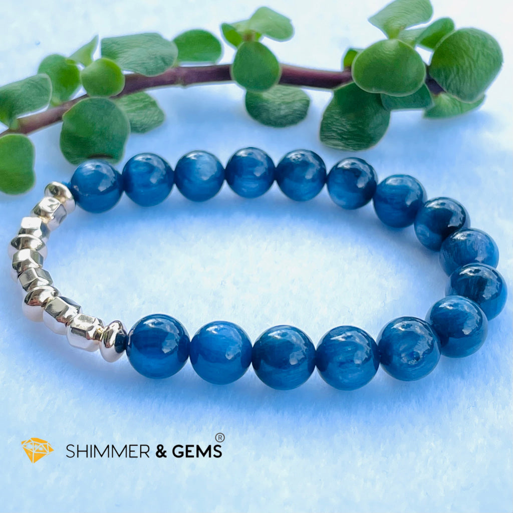 Blue Kyanite 8Mm Bracelet With Faceted 4Mm Gold Filled Beads (High Frequency) Bracelets