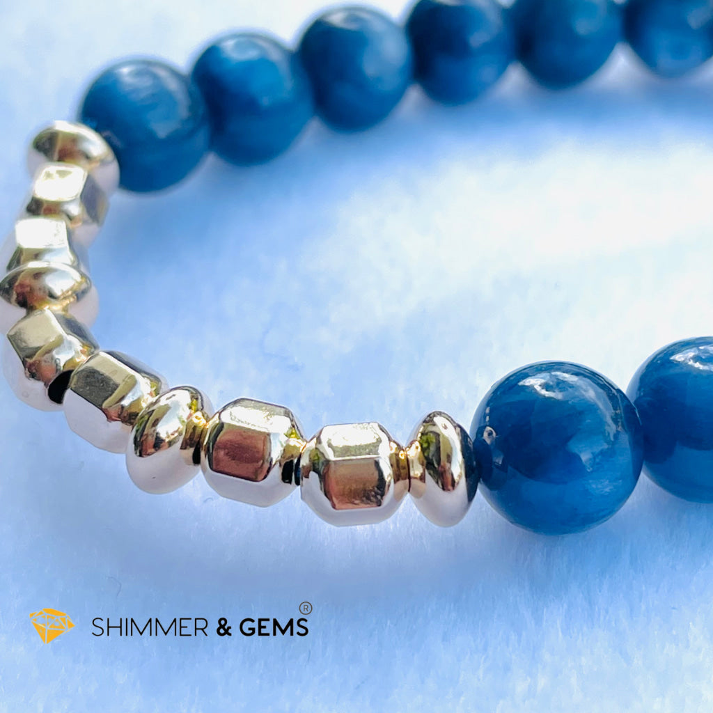 Blue Kyanite 8Mm Bracelet With Faceted 4Mm Gold Filled Beads (High Frequency) Bracelets