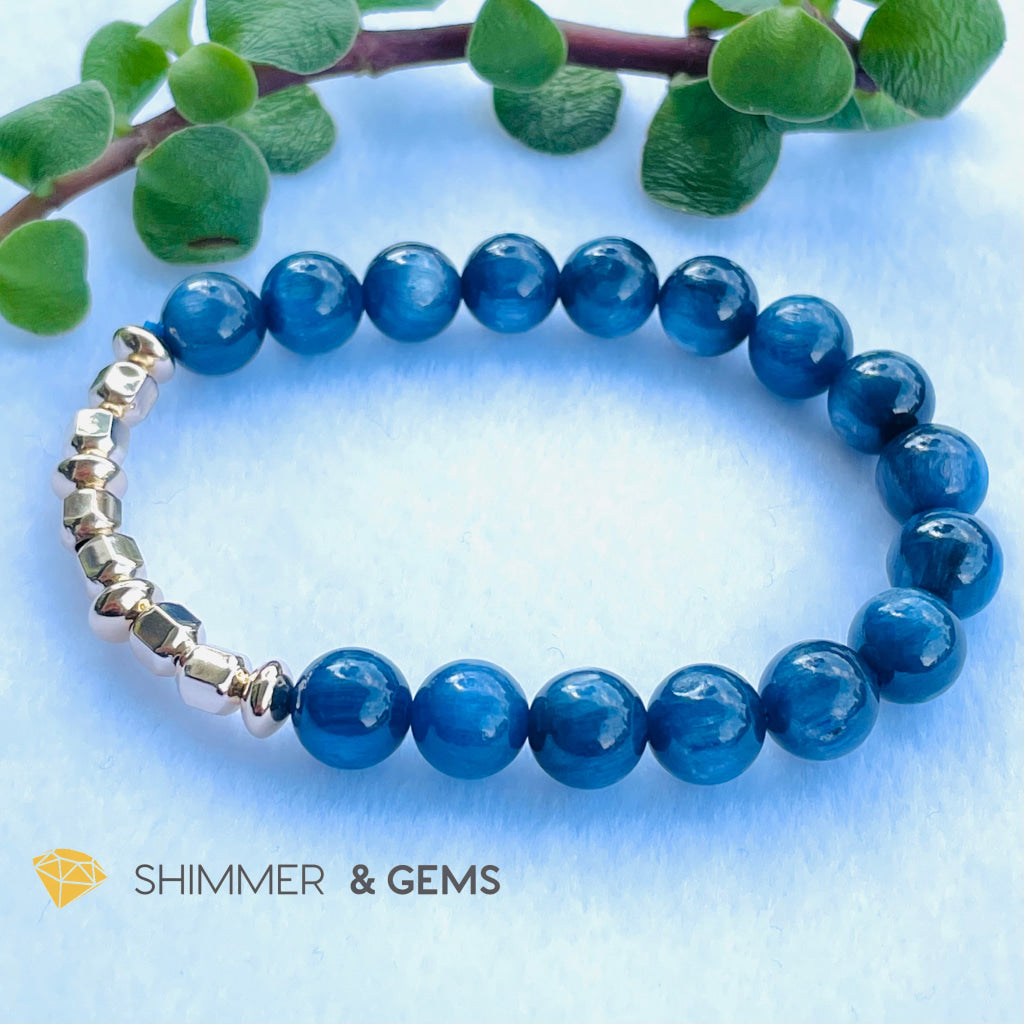 Blue Kyanite 8Mm Bracelet With Faceted 4Mm Gold Filled Beads (High Frequency) Bracelets