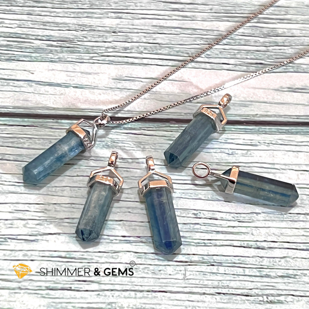 Blue Kyanite Double Pointer Pendant 925 Silver Charms & Pendants