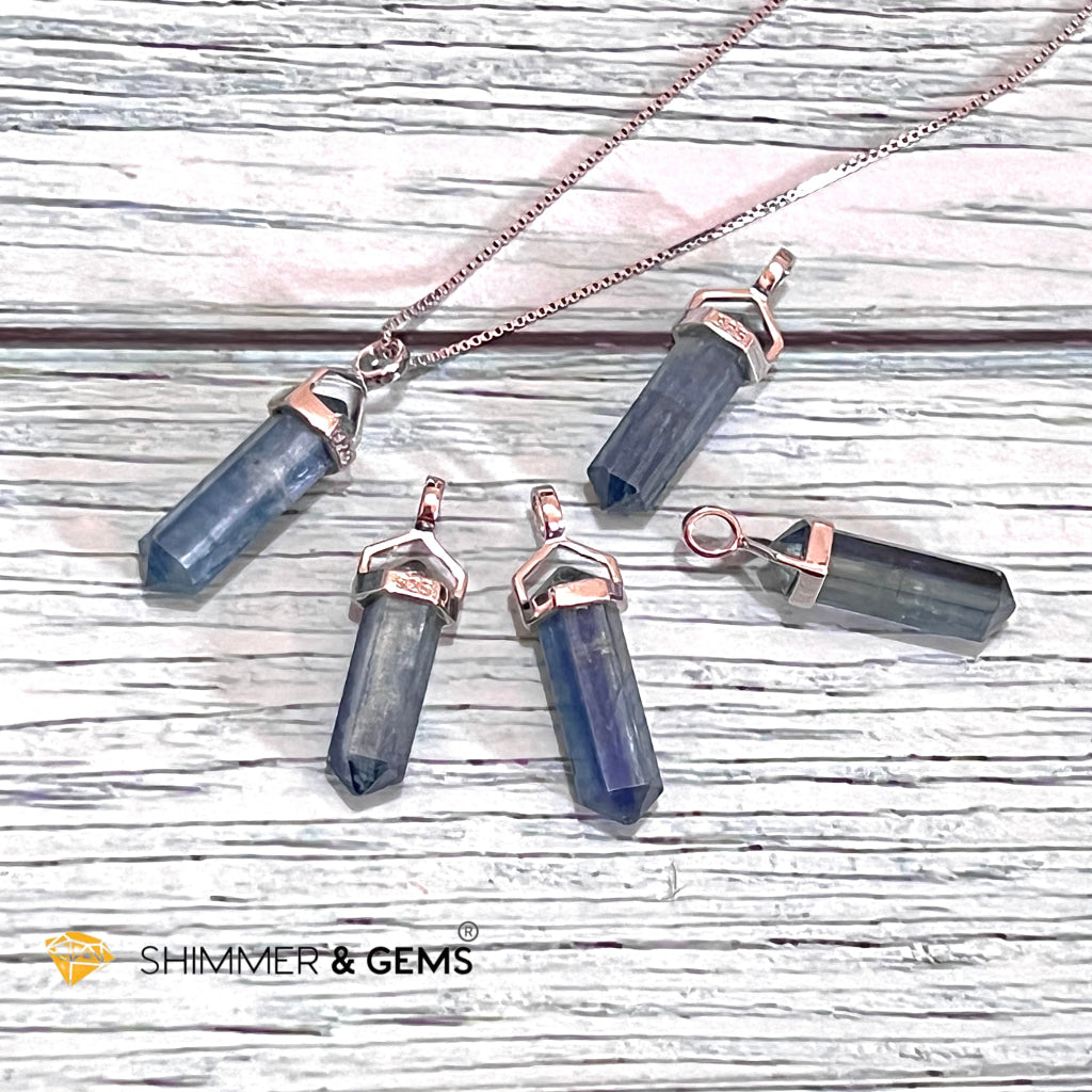 Blue Kyanite Double Pointer Pendant 925 Silver Charms & Pendants