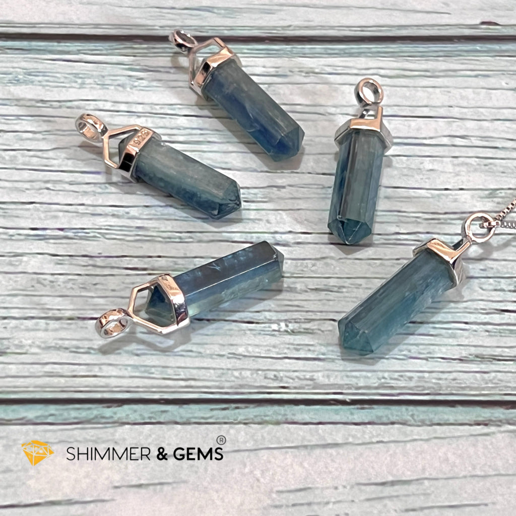 Blue Kyanite Double Pointer Pendant 925 Silver Charms & Pendants