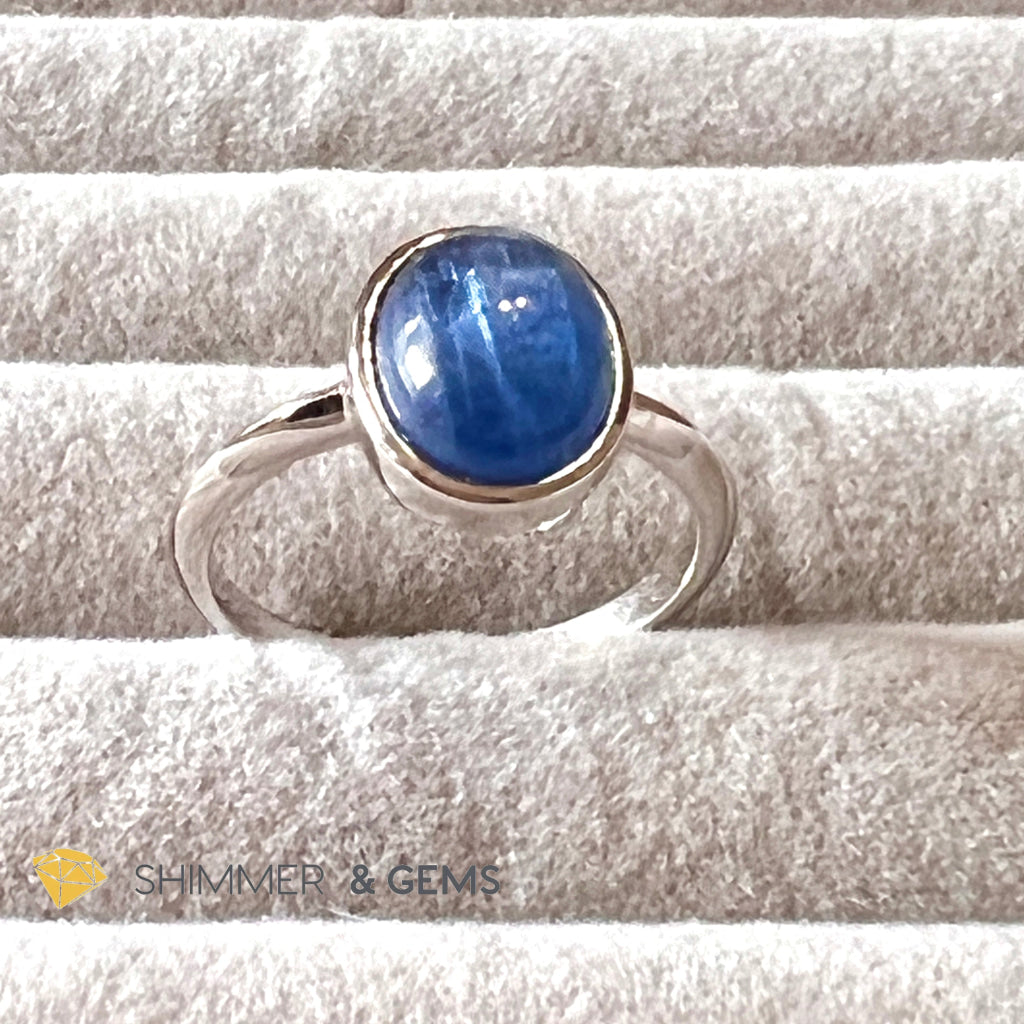 Blue Kyanite Oval 925 Silver Rings (8X10Mm)