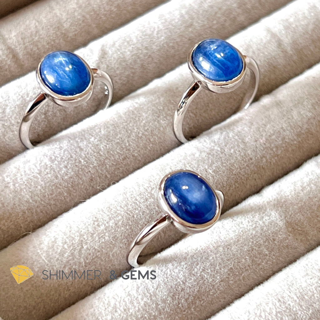 Blue Kyanite Oval 925 Silver Rings (8X10Mm)
