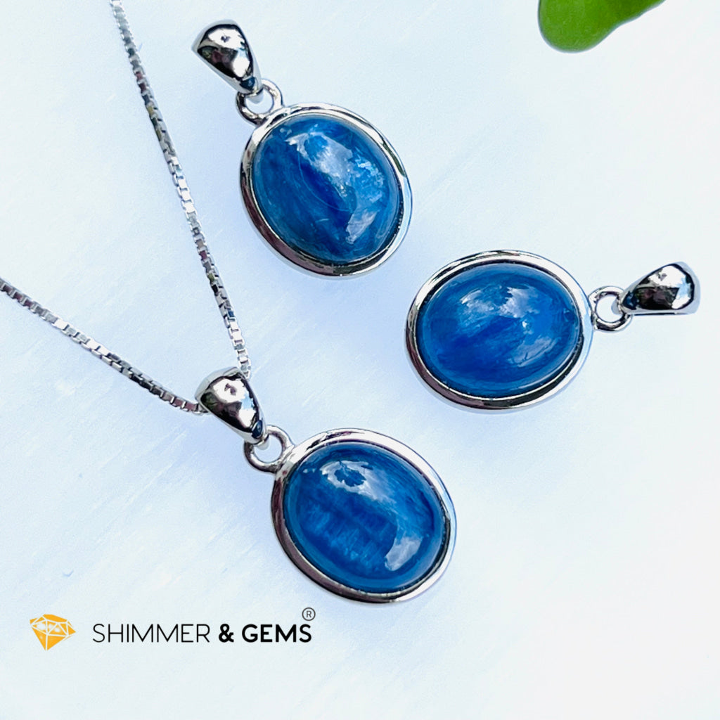 Blue Kyanite Oval Pendant Aa Grade Charms & Pendants