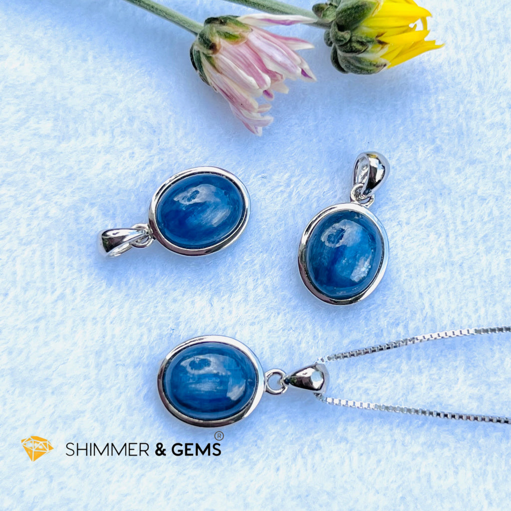 Blue Kyanite Oval Pendant Aa Grade Charms & Pendants
