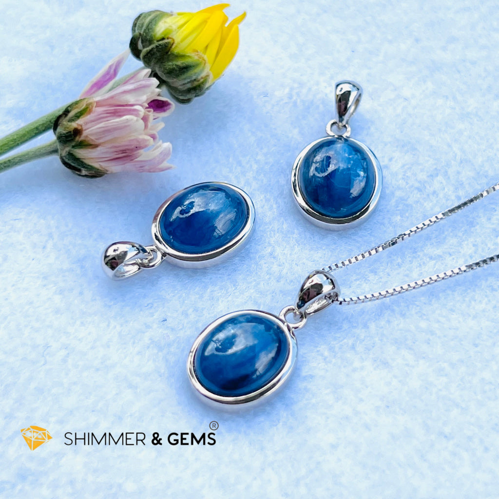 Blue Kyanite Oval Pendant Aa Grade Charms & Pendants