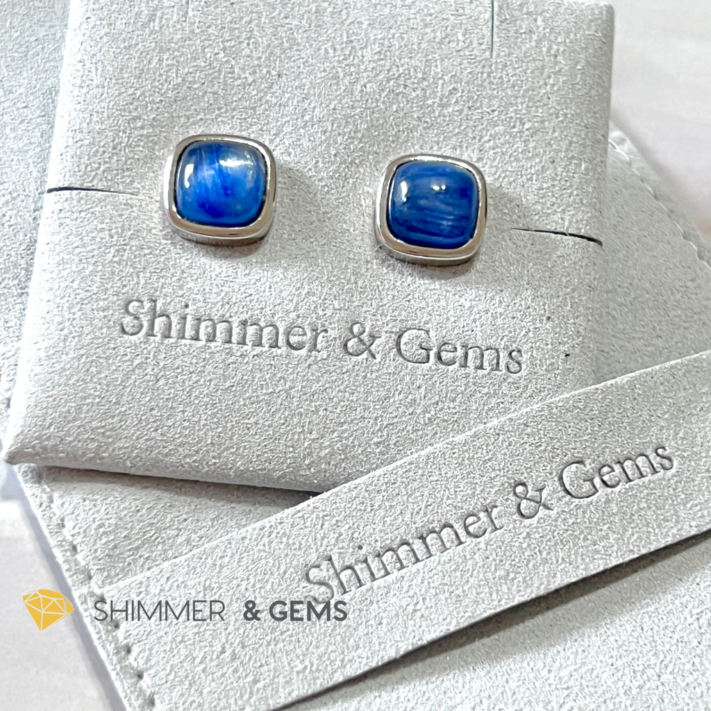 Blue Kyanite Square 925 Silver Earrings