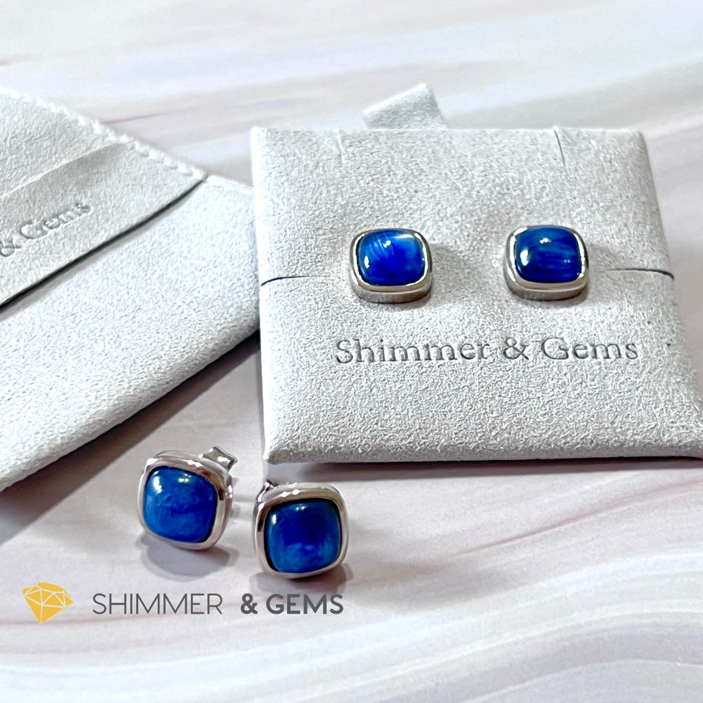 Blue Kyanite Square 925 Silver Earrings
