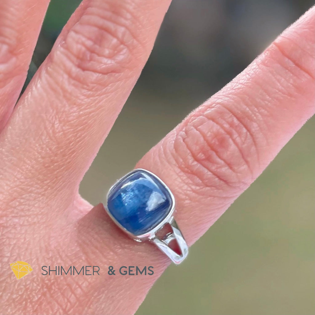 Blue Kyanite Square 925 Silver Ring (High Frequency) Rings