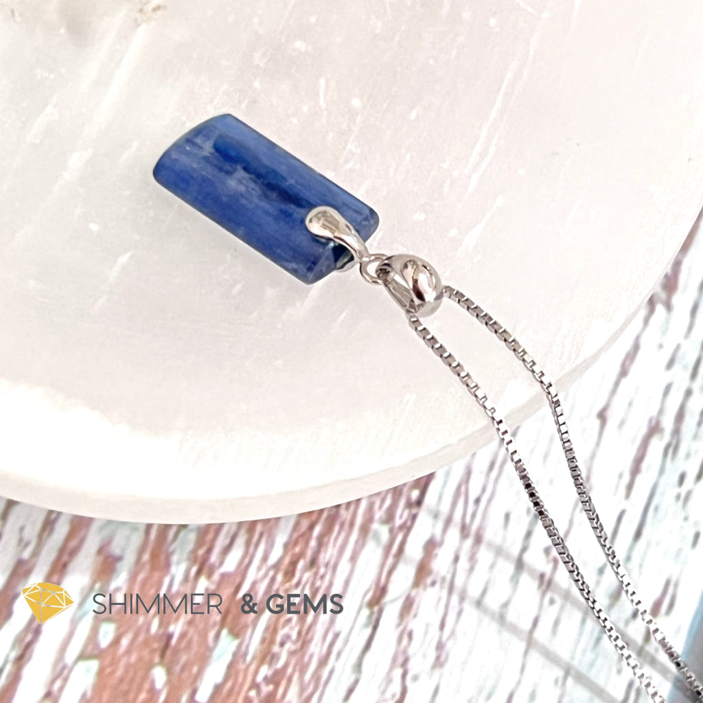 Blue Kyanite Tube Pendant 925 Silver Charms & Pendants