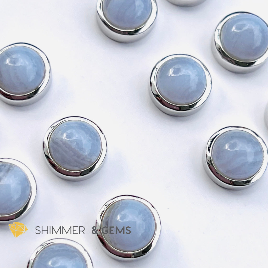 Blue Lace Agate Round Earrings 8Mm Charms & Pendants
