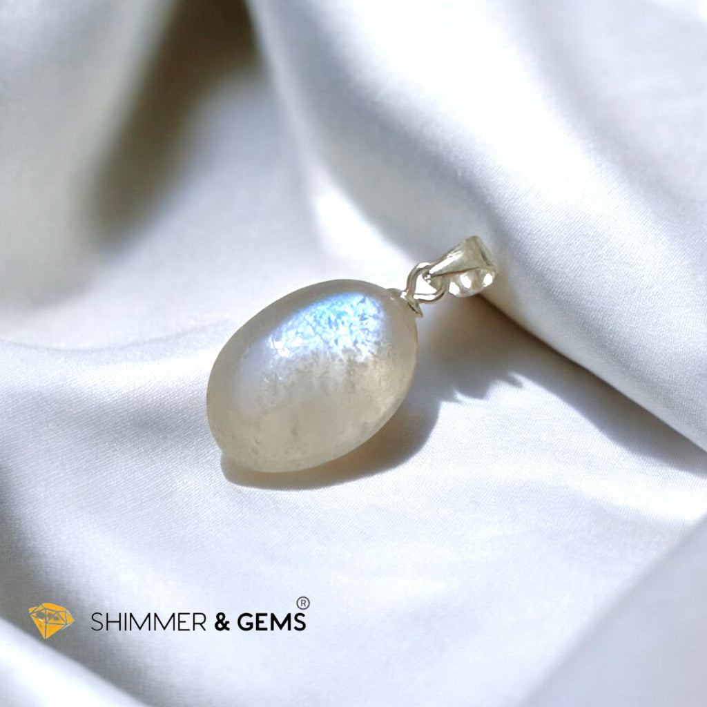 Blue Moonstone Oval Pendant 925 Silver- Magnet for Love