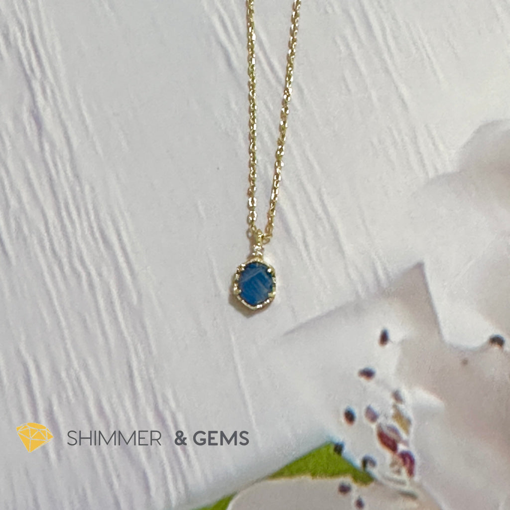 Blue Sapphire 6 carats Pendant with 925 Silver Gold Plated Chain 6mm