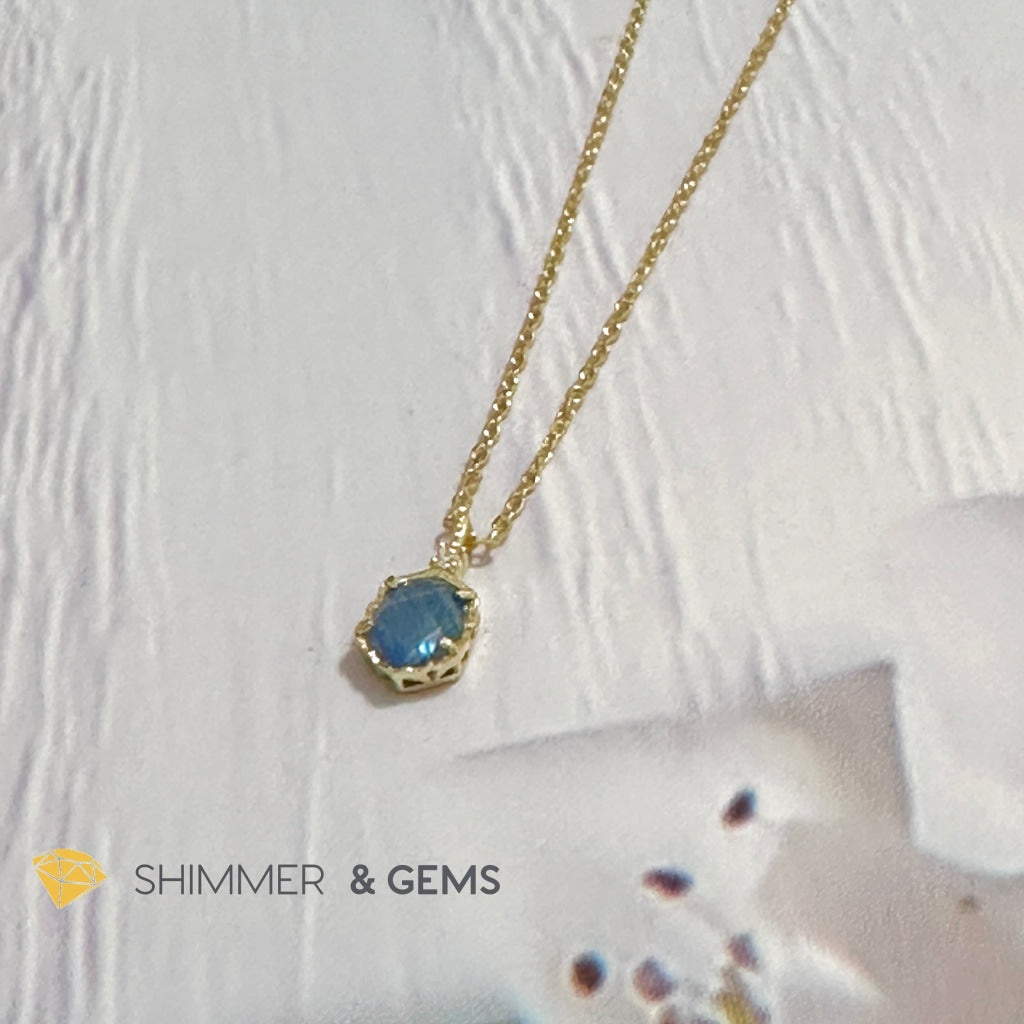 Blue Sapphire 6 carats Pendant with 925 Silver Gold Plated Chain 6mm
