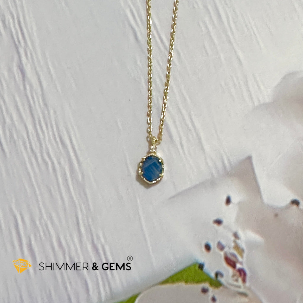 Blue Sapphire 6 carats Pendant with 925 Silver Gold Plated Chain 6mm