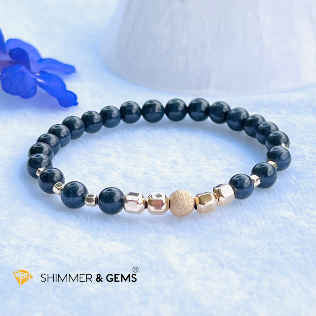 Blue Sapphire 6Mm Bracelet With 14K Gold Filled