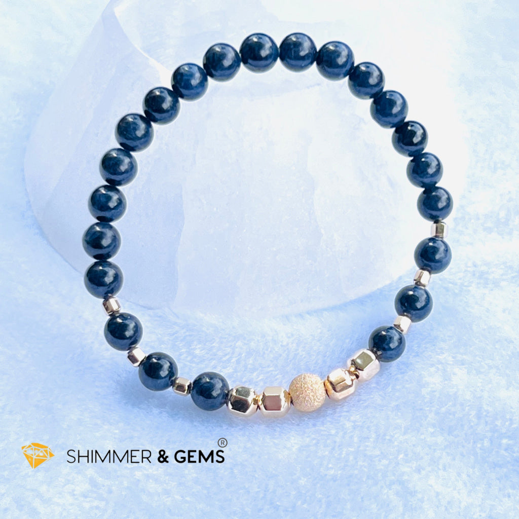 Blue Sapphire 6Mm Bracelet With 14K Gold Filled