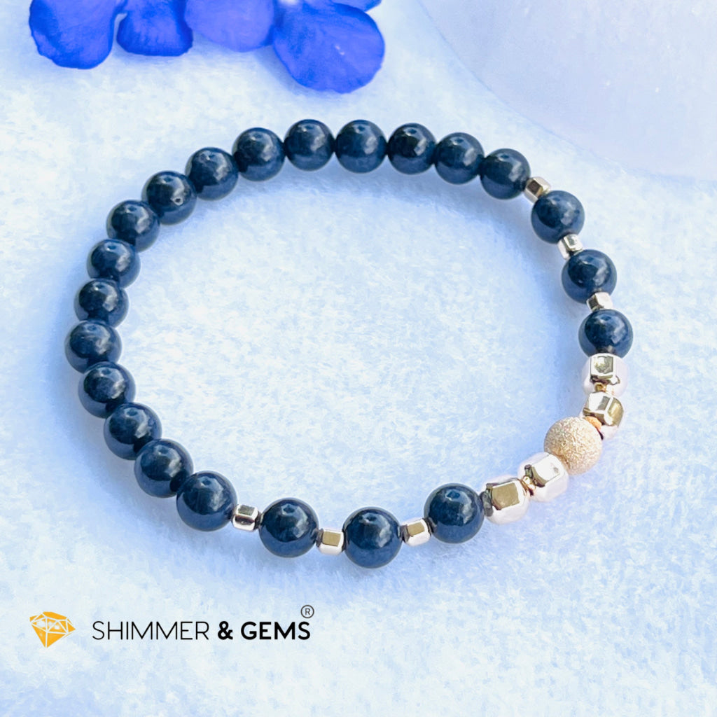 Blue Sapphire 6Mm Bracelet With 14K Gold Filled