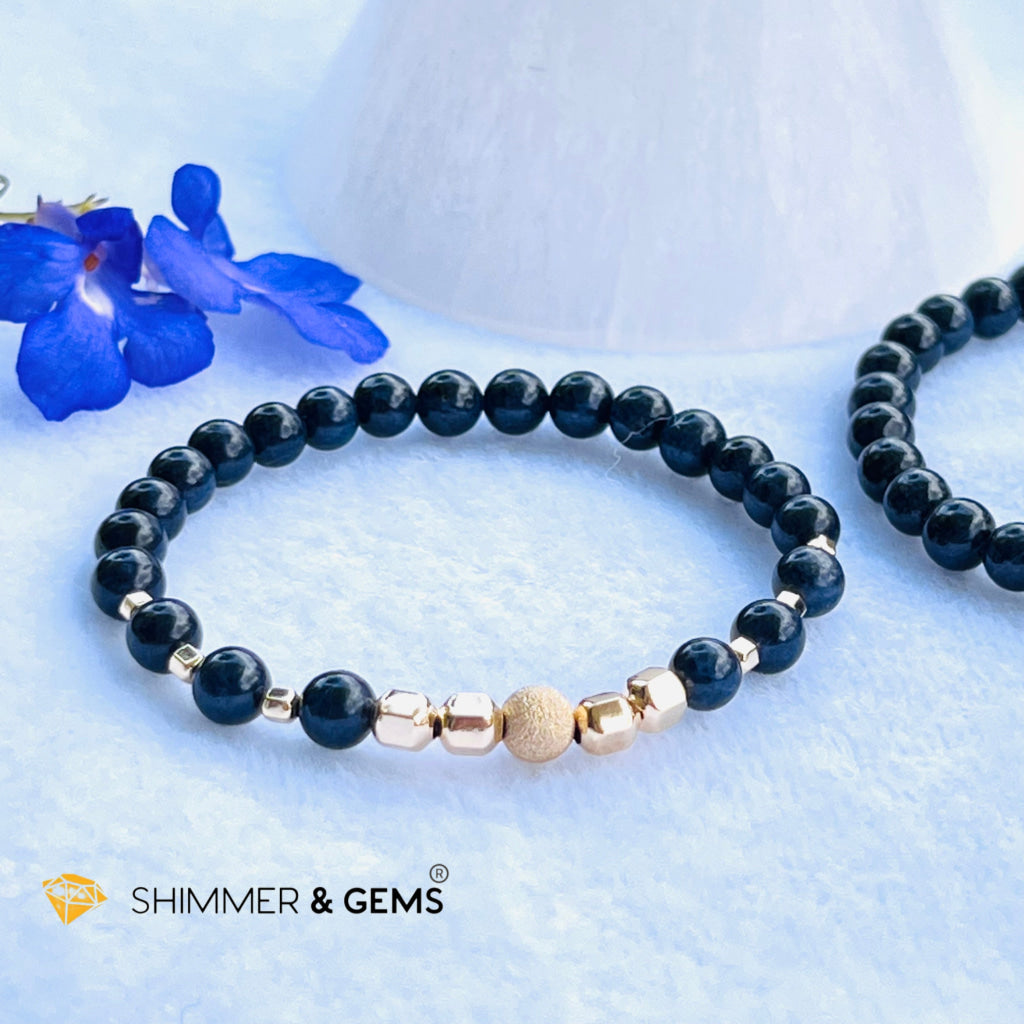 Blue Sapphire 6Mm Bracelet With 14K Gold Filled