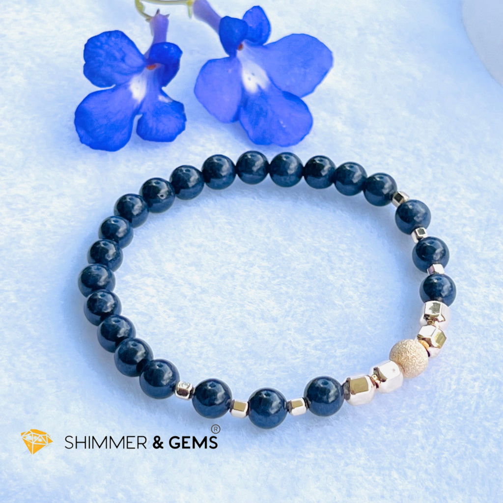 Blue Sapphire 6Mm Bracelet With 14K Gold Filled