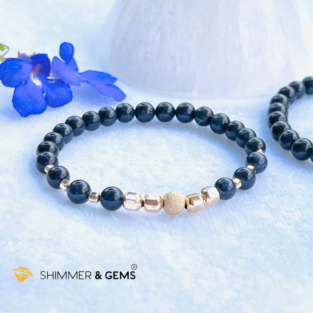 Blue Sapphire 6Mm Bracelet With 14K Gold Filled