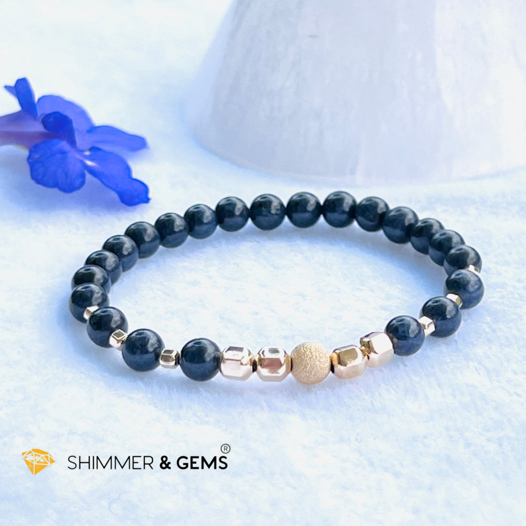 Blue Sapphire 6Mm Bracelet With 14K Gold Filled