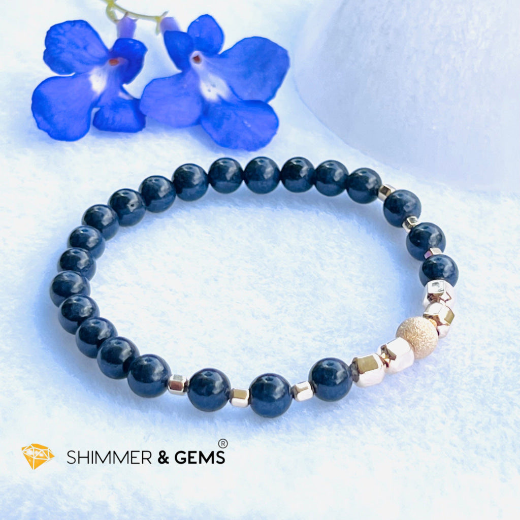 Blue Sapphire 6Mm Bracelet With 14K Gold Filled