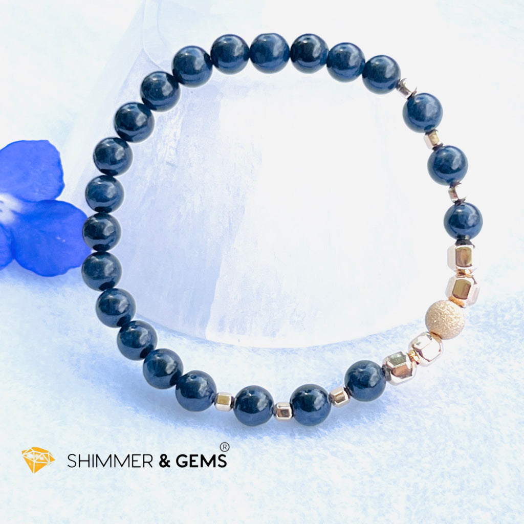 Blue Sapphire 6Mm Bracelet With 14K Gold Filled