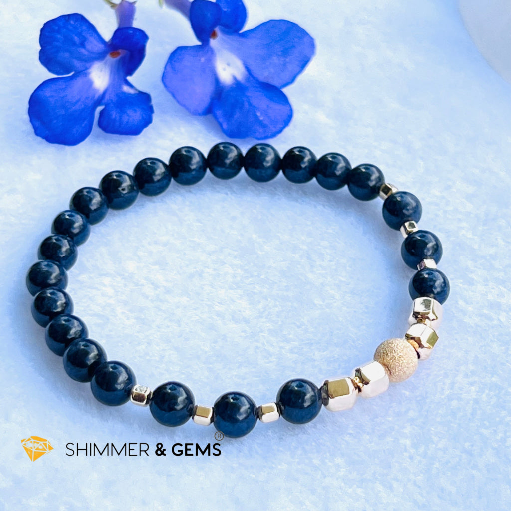 Blue Sapphire 6Mm Bracelet With 14K Gold Filled