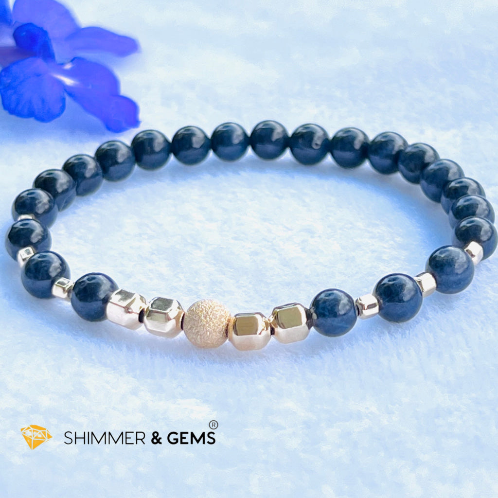 Blue Sapphire 6Mm Bracelet With 14K Gold Filled