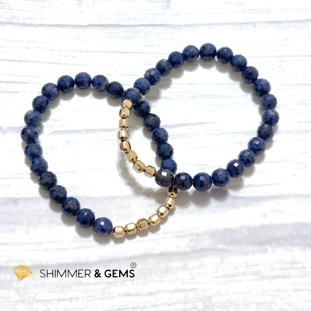 Blue Sapphire 7mm Fortune 8 14k Gold-filled Bracelet