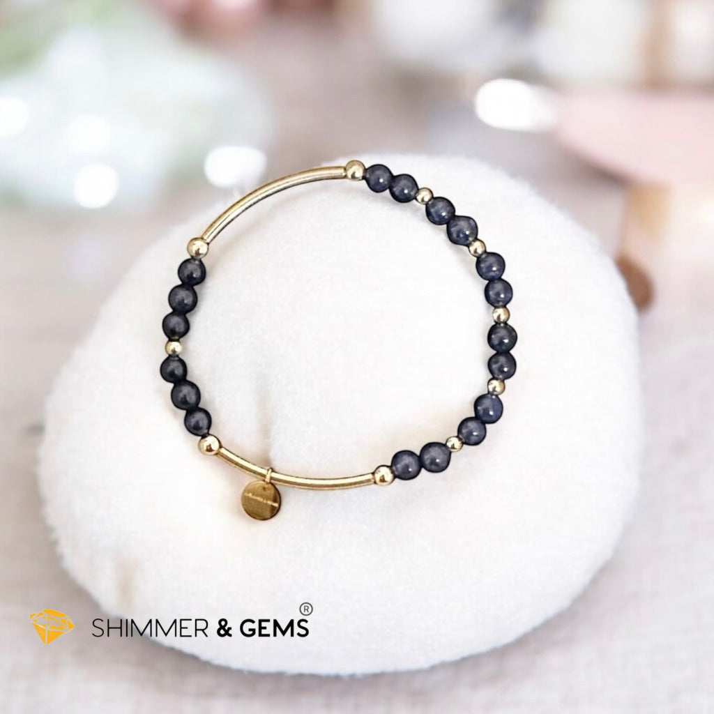 Blue Sapphire AAAAA 4mm Bangle (14k gold-filled with Shimmer & Gems charm)